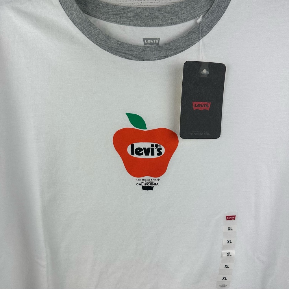 Levi's Cropped Graphic Jordie Tee Apple Poster White - Picture 3 of 6